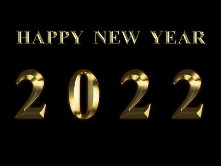 2022 Happy New Year gold text designの写真素材