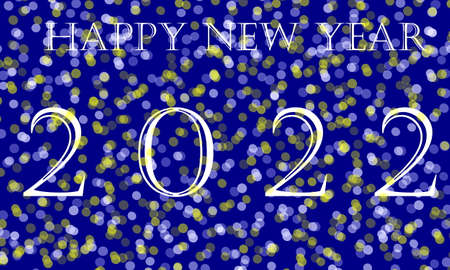 2022 happy new year with white color on blue background