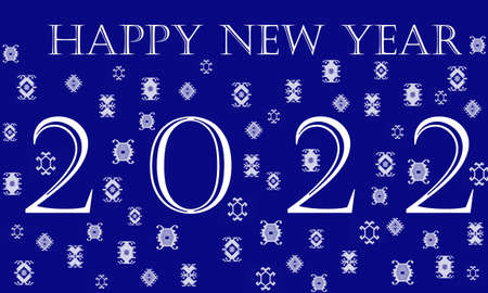 2022 happy new year with white color on blue backgroundの写真素材
