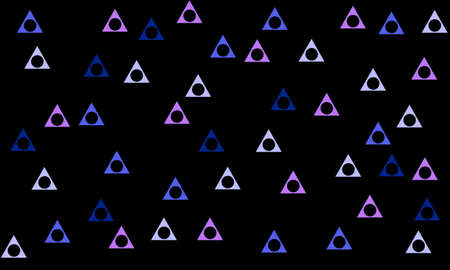 Purple, blue and pink triangles on a black backgroundの写真素材