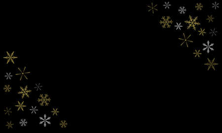 Different  golden and white snowflakes on a black
backgroundの写真素材