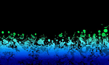 Merged colorful watercolor stains on a black background in the lower part and the rest is free to enter textの写真素材