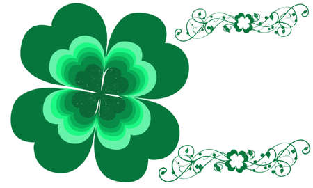 Saint Patrick's glowing abstract background with green cloverの写真素材