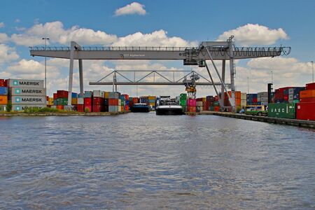 Container terminal Alpherium in Alphen aan den Rijn for inland transportation in the Netherlands for...