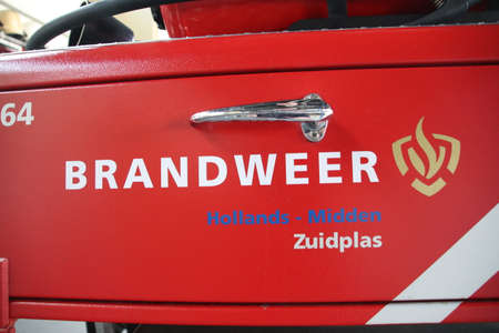 Fire brigade vehicles and boat from the Nieuwerkerk aan den IJssel corps in the municipality of...