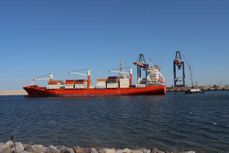 Container vessel BANAK at the maasvlakte harbor in the Port of Rotterdam