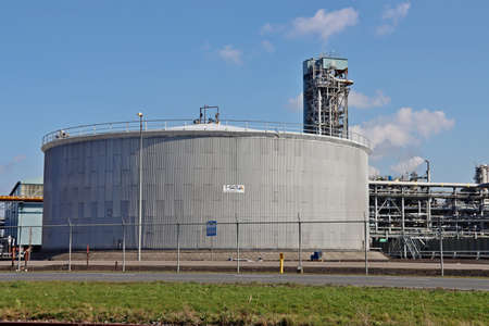 Oil and chemical tanks at the terminal of Koole in the Botlek Harbor of Rotterdam