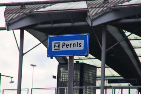 Signs around the town of Pernis at metro station and end of residential area in the middle of the...