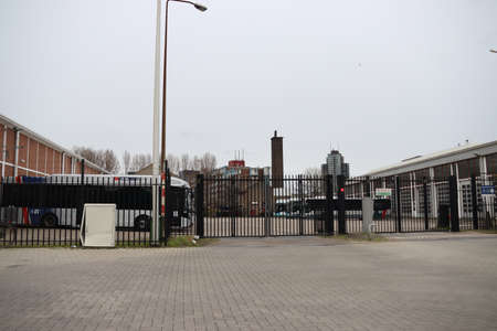 Bus garage of the RET in the Waalhaven in the port of Rotterdamのeditorial素材