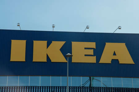 IKEA shop with flags in Utrecht along motorway A20 in the Netherlandsのeditorial素材