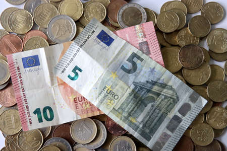 Euro coins and bank notes from the countries in the European Union (EU)