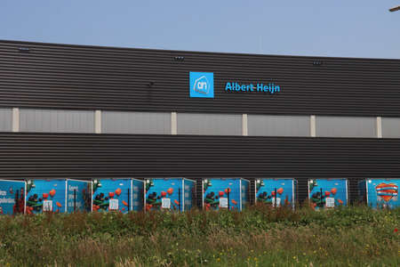Trucks of the grocery delivery guys from supermarket Albert Heijn in Bleiswijkのeditorial素材