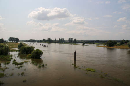 River de IJssel overflowed its banks during the summer of 2021 here at Zwolle the Netherlandsのeditorial素材