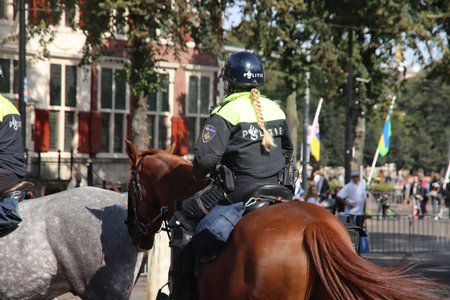 Police guarding during the king's speech named Troonrede from the throne on Prinsjesdag in The Hague in the Netherlandsのeditorial素材