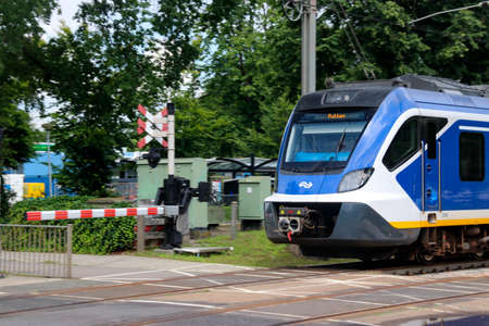 SNG Cavity SNG local commuter heading to Putten from station t Harde in the Netherlandsのeditorial素材
