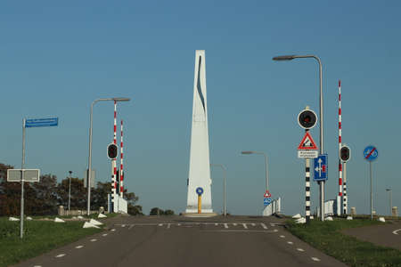 Bridge named Koningsbrug over the ring canal of the Zuidplaspolder in the Netherlandsのeditorial素材