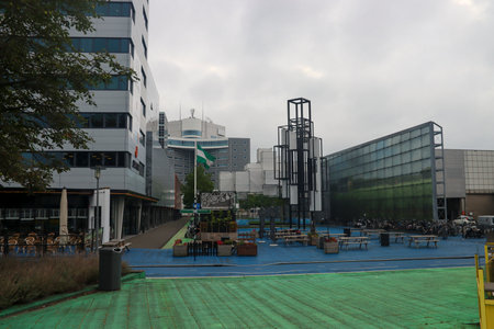 Water and wind artwork at the Alexander Subway and Train station in Rotterdam the Netherlandsのeditorial素材