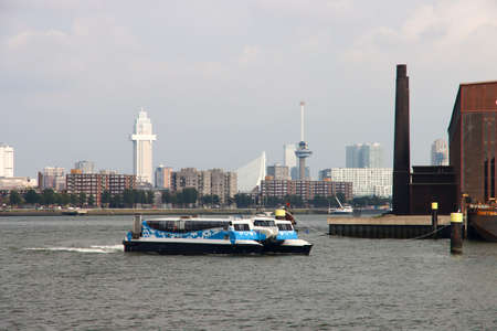 Waterbus arriving at the former RDM area of Heijplaat at Rotterdam Harbor in the Netherlandsのeditorial素材