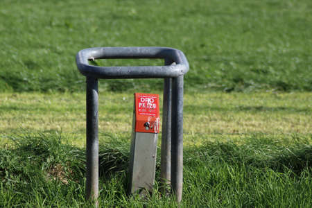 Information sign and pressure details of Defense Pipe underground in the Netherlands of DPO for keroseneのeditorial素材