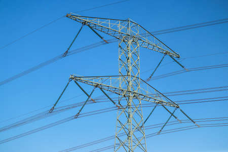 High steel pylons for high voltage power transmission