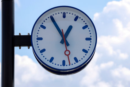 Clock at platform on railway station Lansingerland-Zoetermeer the Netherlandsのeditorial素材