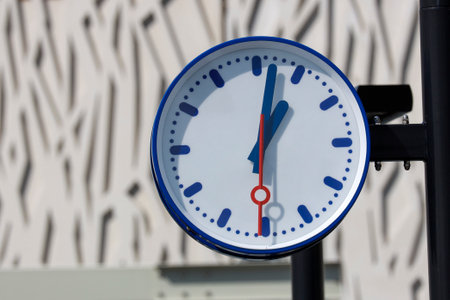 Clock at platform on railway station Lansingerland-Zoetermeer the Netherlandsのeditorial素材