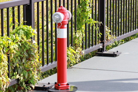 fire hydrant at platform on railway station Lansingerland-Zoetermeer in the Netherlandsの写真素材