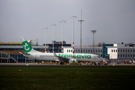 PH-HZO Transavia Boeing 737 at Rotterdam The Hague Airport in the Netherlands