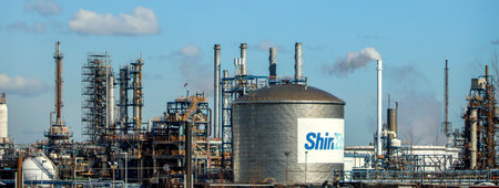 plant of ShinEtsu for plastic production at the botlek harbor in the port of Rotterdam in the Netherlandsのeditorial素材