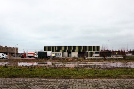 Industrial zone Kleine Vink where refugees will be sheltered in Nieuwerkerk aan den IJssel in the Netherlandsのeditorial素材
