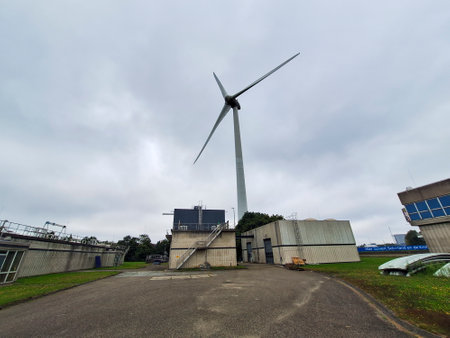 tanks to treat sewage water from the city of Rotterdam at AWZi Kralingseveer in capelle aan den IJsselのeditorial素材