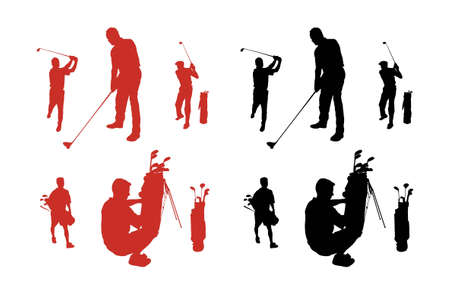 Silhouette series of people playing golf.のイラスト素材