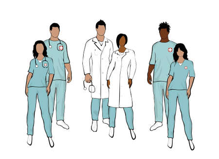 Full body medical team のイラスト素材
