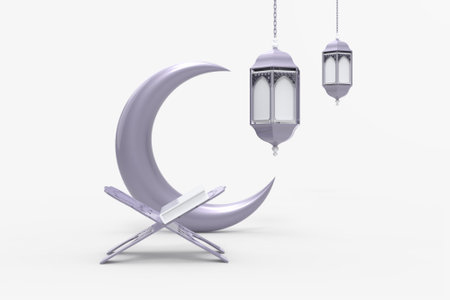 Ramadan Kareem Islamic festival greeting card. Ramadan Arabic religious holiday Ramadan Raya. Ramazan or Tunisian lantern with ornamental flame in dark night. Eid iftar or Ramadan month greeting card.の写真素材