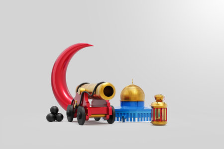 Ramadan Kareem Islamic festival greeting card. Ramadan Arabic religious holiday Ramadan Raya. Ramazan or Tunisian lantern with ornamental flame in dark night. Eid iftar or Ramadan month greeting card.の写真素材