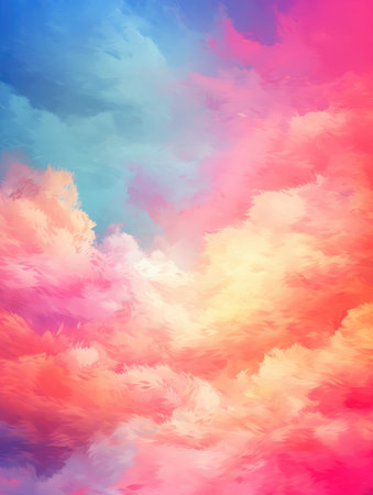 Colorful sky with clouds. Abstract background. 3D illustration.の素材