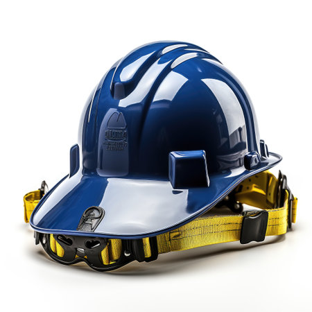 Helmet of a firefighter on a white background. 3d illustrationの素材