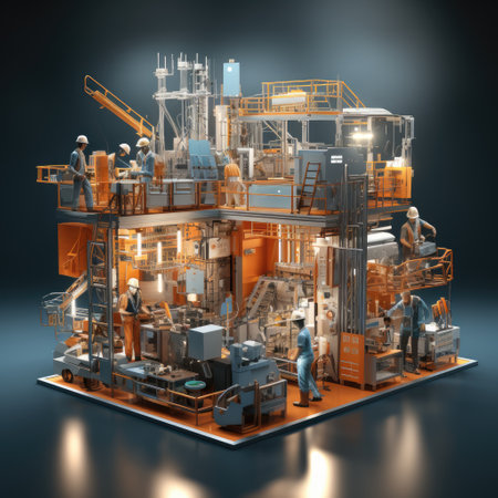 Industrial construction concept. 3d illustration of industrial construction site.の素材