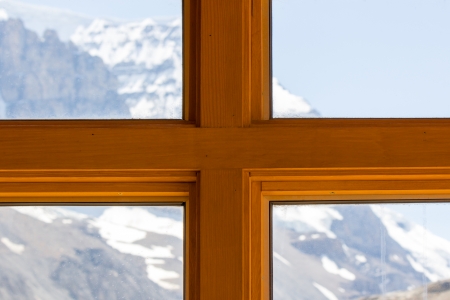 Athabasca Glacier through a window