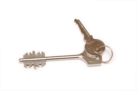 Two  door keys isolated on white background