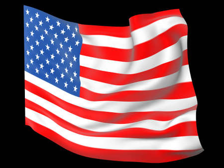 American flag waving on the wind with folds and waves 3D generatedの写真素材