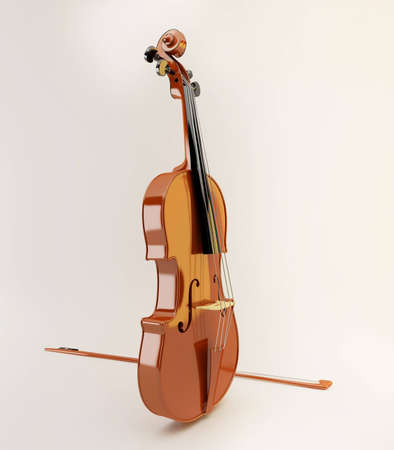 Nice violin on white background 3d CGの写真素材