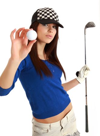 Golf Player Woman. studio isolated shotの写真素材
