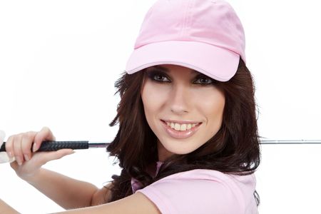Golf Player Woman. studio isolated shotの写真素材