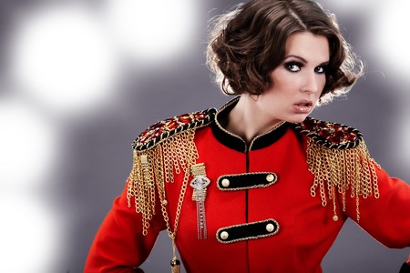 Sexy model wearing glamour uniformの写真素材