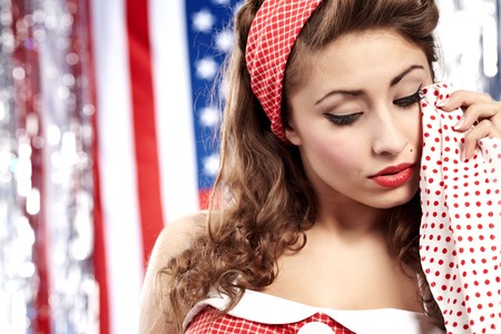 Crying girl. american pinup conceptの写真素材