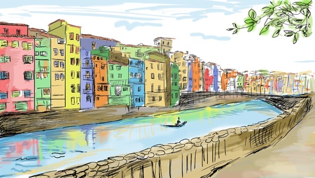 drawn to the old town の写真素材