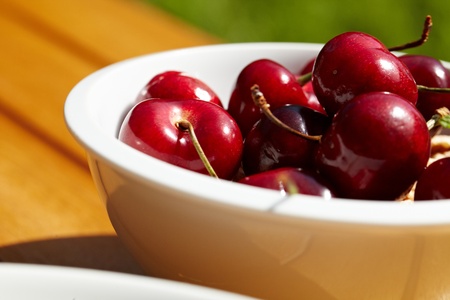 bunch of fresh,juicy, ripe cherries, shallow dof 
