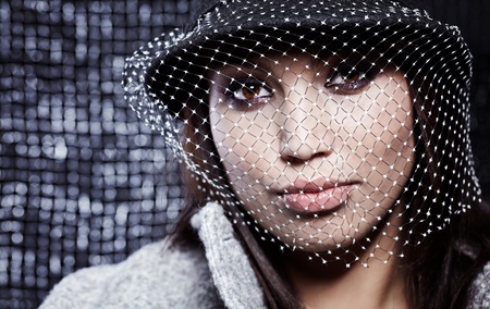 Fashion Beautiful Woman over grey background 
