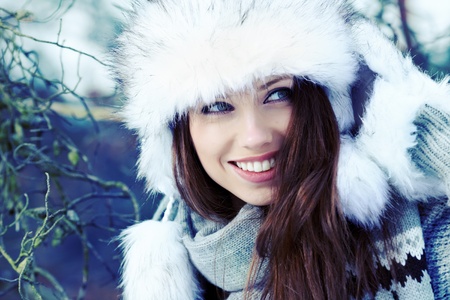 Beauty woman in the winter scenery の写真素材